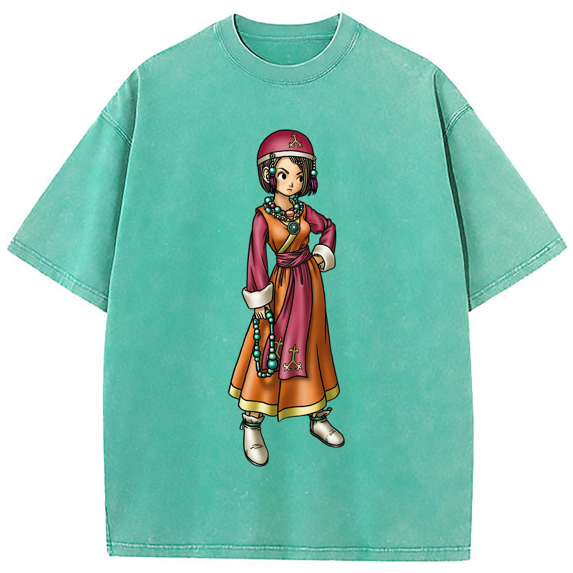 （画像用） ドラゴンクエスト Doragon Kuesuto Dragon Quest 綿100% ヴィンテージ風 半袖Tシャツ（フロントプリント）